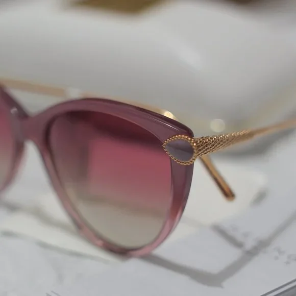 NWT Pink Gold Boucheron Cat Eye Gradient 55MM Sunglasses. - Picture 3 of 10